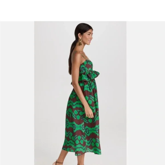 Ulla Johnson Green and Brown Patterned Dress - Picture 4 of 13